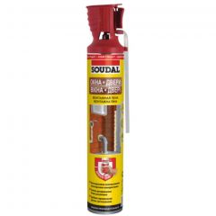 Пена монтажная Soudal (Соудал) Окна-двери с аппликатором Genius Gun светло-желтая зимняя (выход 45 л) 750 мл