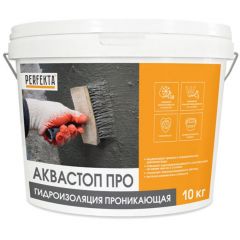 Гидроизоляция цементная проникающая Perfekta (Перфекта) Аквастоп Про для уплотнения структуры бетона 10 кг