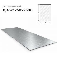 Лист стальной оцинкованный ММК (MMK) 0,45х1250х2500 мм