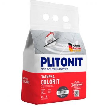 Затирка Plitonit (Плитонит) Colorit для плиточных швов цементная черная 2 кг