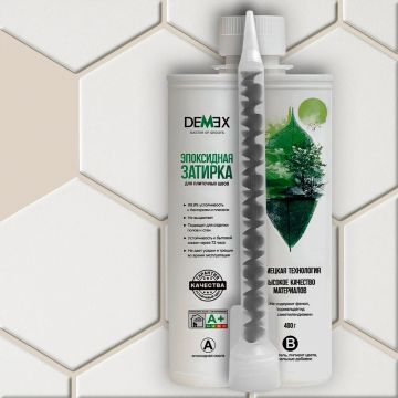 Затирка глянцевая эпоксидная двухкомпонентная для плиточных швов Demex (Демекс) Светлый бежевый