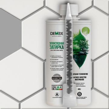 Затирка глянцевая эпоксидная двухкомпонентная для плиточных швов Demex (Демекс) Теплый серый