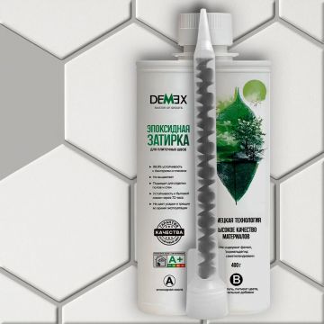 Затирка глянцевая эпоксидная двухкомпонентная для плиточных швов Demex (Демекс) Пепельный серый