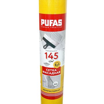Сетка фасадная Pufapro (Пуфапро) 1х30 м 5х5 мм 145 г/м2 30 м2 желтая 71703000