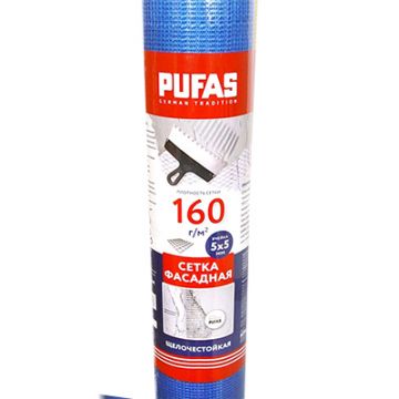 Сетка фасадная Pufapro (Пуфапро) 1х30 м 5х5 мм 160 г/м2 30 м2 синяя 71704000