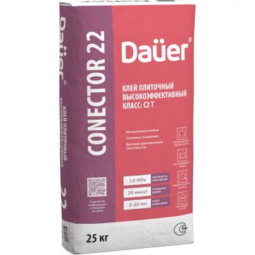 Клей для плитки Dauer (Дауэр) Conector Force 22 Высокоэффективный серый зимний (класс С2 T) 25 кг
