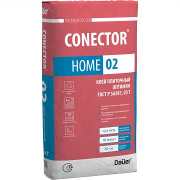 Клей для плитки Dauer (Дауэр) Оптимум Conector Home 02 серый зимний (класс С0 T) 25 кг