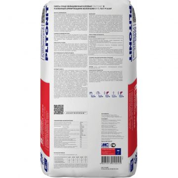 Клей для плитки и керамогранита Plitonit (Плитонит) B усиленный с армирующими волокнами (класс С1) 25 кг