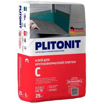 Клей для плитки, керамогранита, камня Plitonit (Плитонит) С для облицовки сложных поверхностей серый класс С2 ТЕ 25 кг