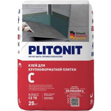 Клей для плитки, керамогранита, камня Plitonit (Плитонит) С для облицовки сложных поверхностей серый класс С2 ТЕ 25 кг