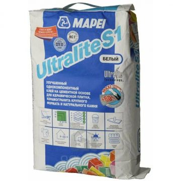 Клей для плитки Mapei Ultralite S1 белый 15 кг