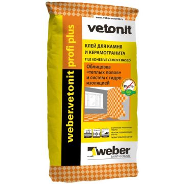 Клей плиточный беспылевой для камня, плитки и керамогранита Weber-Vetonit (Ветонит) Профи Плюс 25 кг