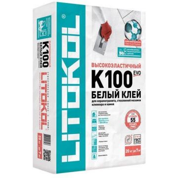Клей для плитки Litokol Hyperflex K100 белый 20 кг