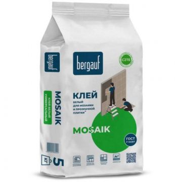 Клей для мозаики и прозрачной плитки Bergauf (Бергауф) Mosaik белый 5 кг