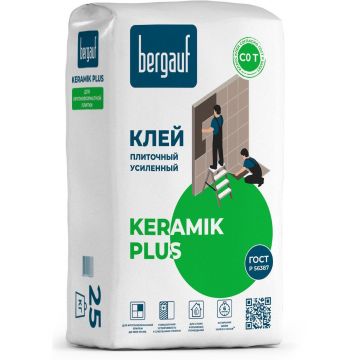 Клей для плитки Bergauf (Бергауф) Keramik Plus усиленный 25 кг