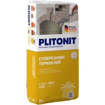 Клей термостойкий Plitonit (Плитонит) СуперКамин ТермоКлей с армирующими волокнами 25 кг