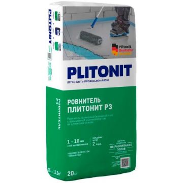 Финишная смесь ровнитель Plitonit (Плитонит) Р3 быстротвердеющий для выравнивания 20 кг