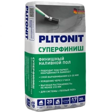 Финишный наливной пол Plitonit (Плитонит) СуперФиниш быстротвердеющий самовыравнивающийся 20 кг