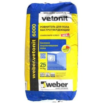 Базовая смесь ровнитель для пола быстротвердеющий Weber-Vetonit 6000 25 кг