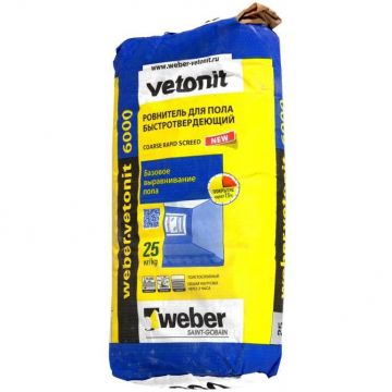 Базовая смесь ровнитель для пола быстротвердеющий Weber-Vetonit 6000 25 кг