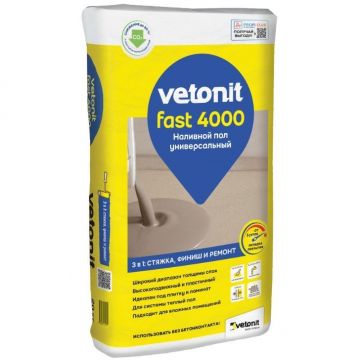 Универсальная смесь Быстротвердеющий наливной пол Weber-Vetonit (Ветонит) fast 4000 20 кг