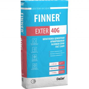 Шпатлевка цементная Dauer (Дауэр) Finner Exter 40 G армированная базовая серая зимняя 25 кг