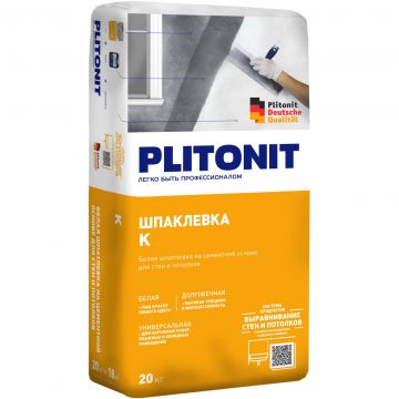 Шпаклевка цементная Plitonit (Плитонит) К универсальная белая 20 кг Шпаклевка цементная Plitonit (Плитонит) К универсальная белая 20 кг