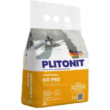 Шпаклевка полимерная Plitonit (Плитонит) Кп Pro финишная белая 3 кг
