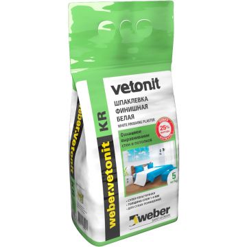Шпатлевка финишная полимерная Weber-Vetonit (Ветонит) КР для стен и потолков белый 5 кг