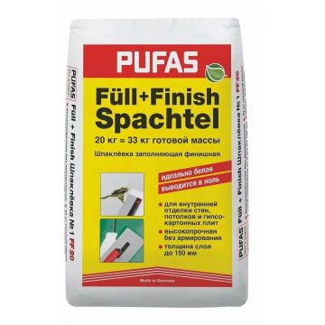 Шпатлевка гипсовая Pufas Glatt-und Fullspachtel желтый мешок №1 20 кг