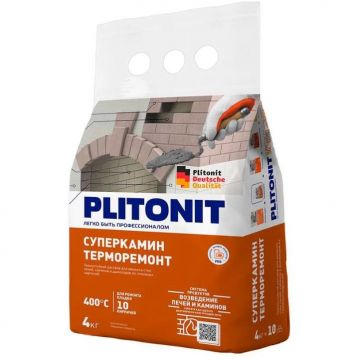 Смесь кладочная Plitonit (Плитонит) для печей и каминов СуперКамин ТермоРемонт серая 4 кг
