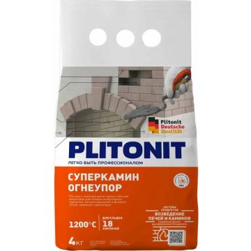 Смесь кладочная Plitonit (Плитонит) для печей и каминов СуперКамин ОгнеУпор серая 4 кг