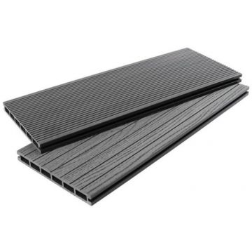 Террасная доска ДПК Деревопласт (Derevoplast) односторонняя Графит 4000х150х24 мм