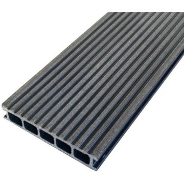 Террасная доска ДПК двухсторонняя пустотелая шовная тиснение под вельвет Latitudo (Латитудо) Euro Антрацит 27х139х3000-4000-6000 мм