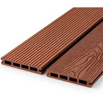 Террасная доска ДПК двухсторонняя пустотелая шовная EasyDecking (ИзиДекинг) Вуд-Икс Коричневый 23х146х4010 мм шт, 26958