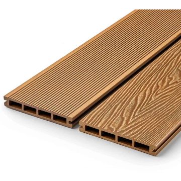 Террасная доска ДПК двухсторонняя пустотелая шовная EasyDecking (ИзиДекинг) Вуд-Икс Старт Облегченная Дуб 21х146х4010 мм шт, 29994