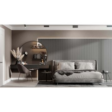 Реечная стеновая панель МДФ Ликорн (Likorn) РП-1.П.16.2800 правая завершающая рейка Темно-серая 2800х65х16 мм