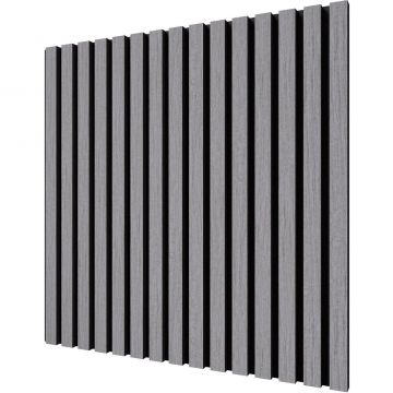 Акустическая панель Cosca Decor (Коска) Монако черный войлок, 600х600х21 мм, рейки МДФ, шпон дуб ардженто светло-серый 00-00078916