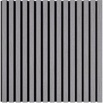 Акустическая панель Cosca Decor (Коска) Монако черный войлок, 600х600х21 мм, рейки МДФ, шпон дуб ардженто светло-серый 00-00078916