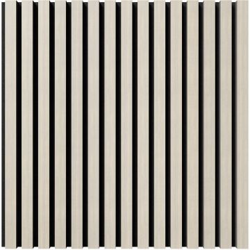 Акустическая панель Cosca Decor (Коска) Монако черный войлок, 600х600х21 мм, рейки МДФ, шпон дуб клэр светлый 00-00078920