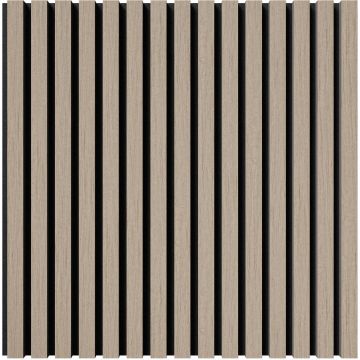 Акустическая панель Cosca Decor (Коска) Монако черный войлок, 600х600х21 мм, рейки МДФ, шпон дуб латте бежевый 00-00078915