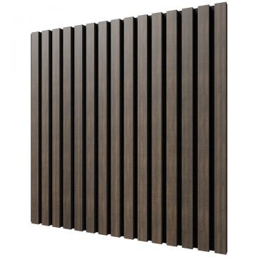 Акустическая панель Cosca Decor (Коска) Монако черный войлок, 600х600х21 мм, рейки МДФ, шпон дуб маррон коричневый 00-00078918