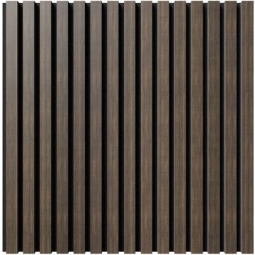 Акустическая панель Cosca Decor (Коска) Монако черный войлок, 600х600х21 мм, рейки МДФ, шпон дуб маррон коричневый 00-00078918