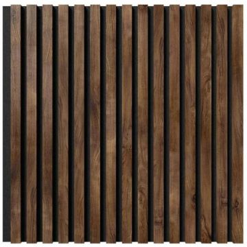 Акустическая панель Cosca Decor (Коска) Сканди черный войлок, 600х600х19 мм, рейки МДФ, дуб старинный натуральный 00-00074606