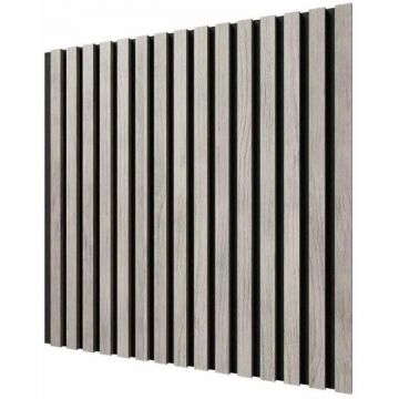 Акустическая панель Cosca Decor (Коска) Сканди черный войлок, 600х600х19 мм, рейки МДФ, дуб старинный светло-серый 00-00074604