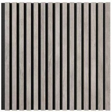 Акустическая панель Cosca Decor (Коска) Сканди черный войлок, 600х600х19 мм, рейки МДФ, дуб старинный светло-серый 00-00074604