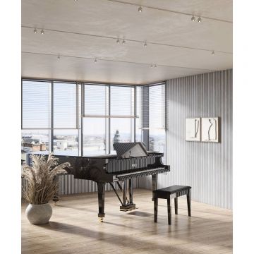 Акустическая панель Cosca Decor (Коска) Сканди черный войлок, 600х600х19 мм, рейки МДФ, дуб старинный светло-серый 00-00074604