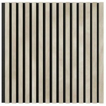 Акустическая панель Cosca Decor (Коска) Сканди черный войлок, 600х600х19 мм, рейки МДФ, ясень кристалл 00-00074601