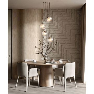 Акустическая панель Cosca Decor (Коска) Сканди черный войлок, 600х600х19 мм, рейки МДФ, ясень тирамису 00-00074602