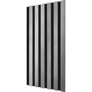 Комплект акустических панелей Cosca Decor (Коска) Эмираты черный войлок, 600х300х19 мм, рейки Экополимер, хром матовый 2 шт. 00-00079775